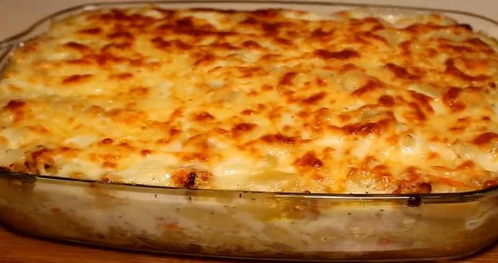 Мясная запеканка с макаронами