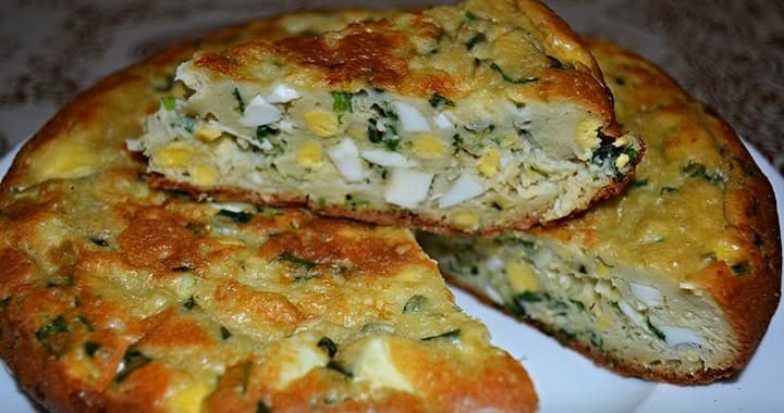 Нежный заливной пирог с яйцом