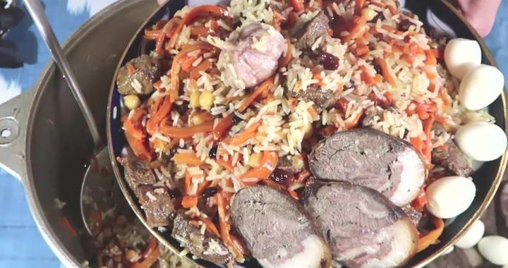 Праздничный узбекский плов в казане