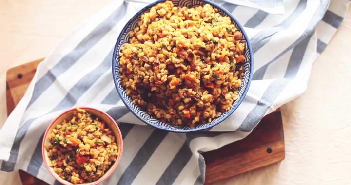 Плов из перловки с грибами