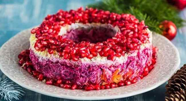 Рецепт салата гранатовый браслет с курицей