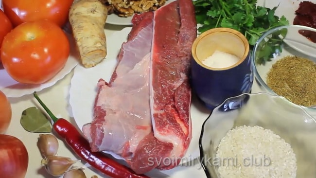 Продукты необходимые для приготовления супа харчо