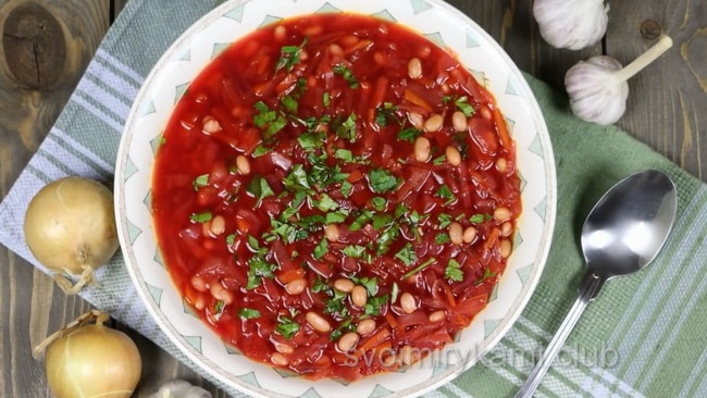 Вкуснейший постный борщ.