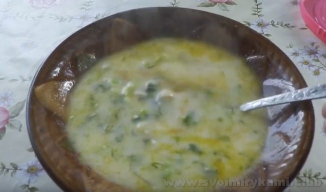 Крапивные щи будут очень вкусными со сметаной.